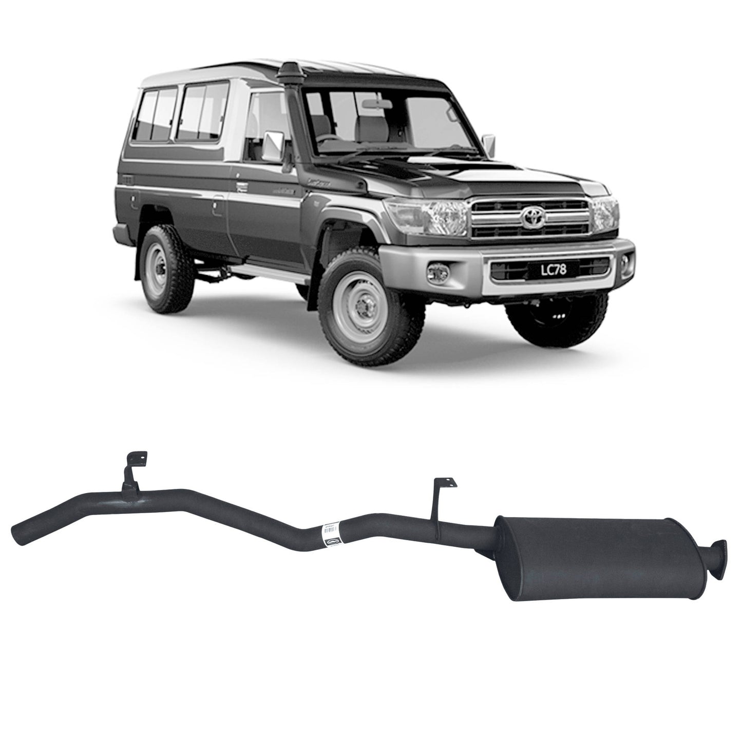 70 Series Land Cruiser 2.5 Exhaust - 79 Series 1HZ with Muffler