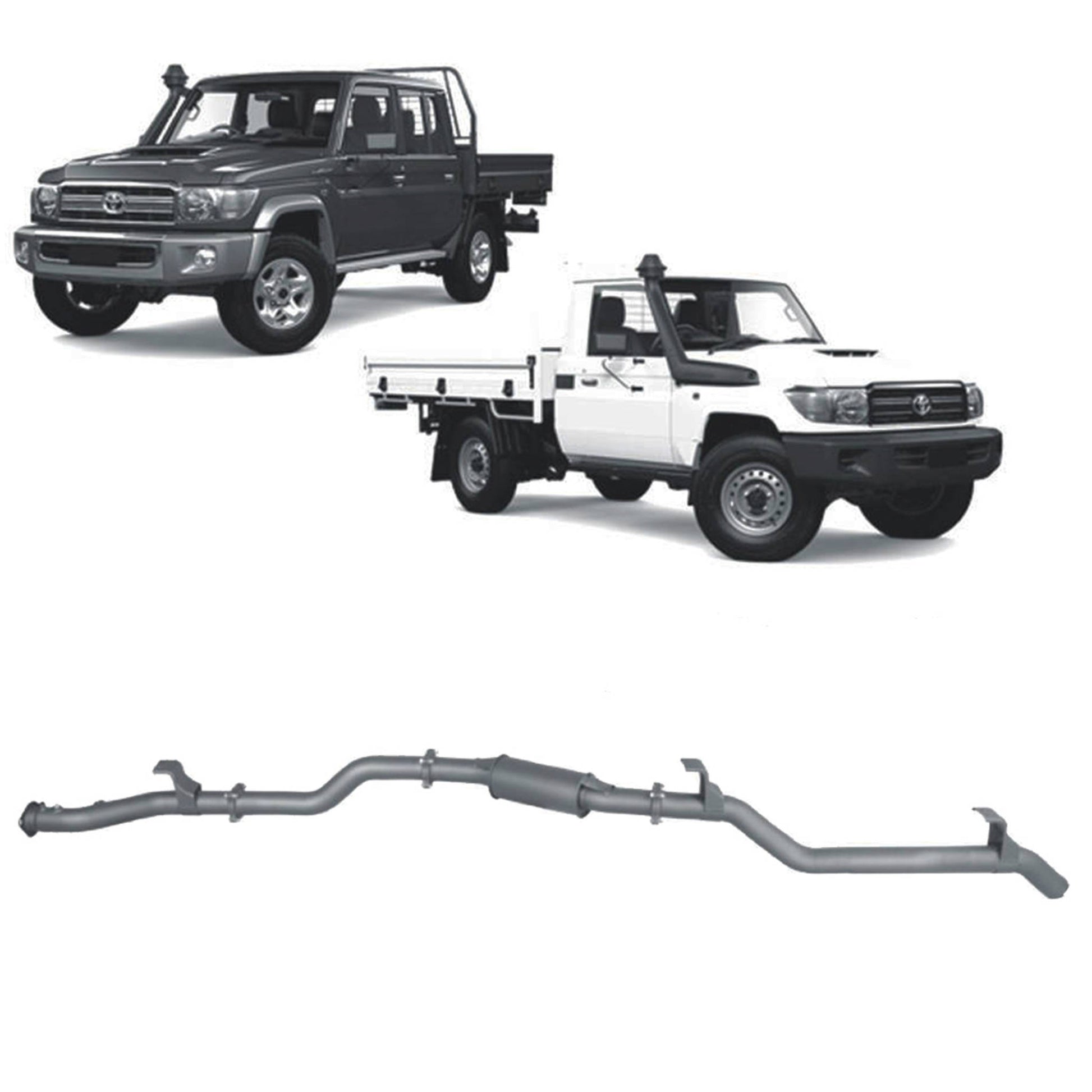 70 Series Land Cruiser Extreme Duty Exhaust - 79 Series with Auxiliary Fuel Tank (11/2016 - On)