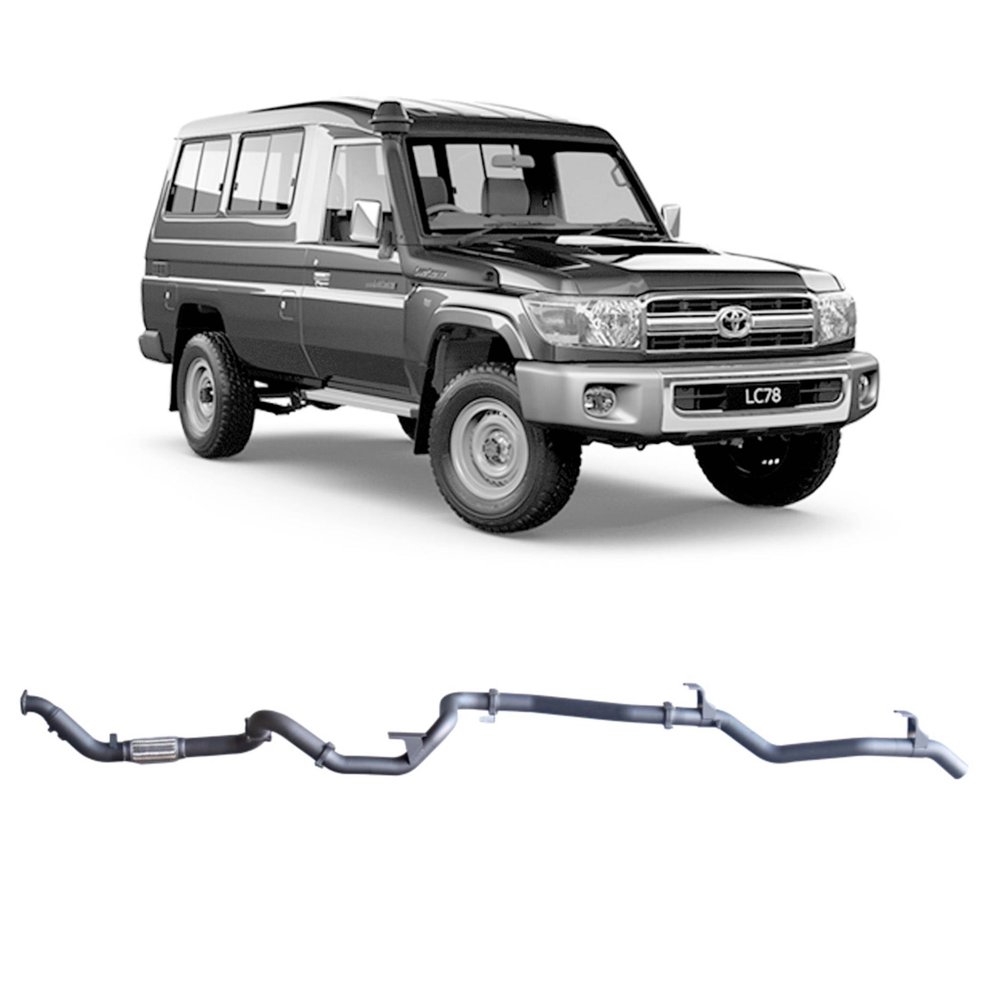 Toyota Land Cruiser Redback Extreme Duty Exhaust for Toyota Landcruiser 78 Series Troop Carrier (03/2007 - 10/2016)